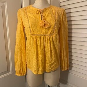 Style & Co. Sorbent Orange Eyelet Blouse with Tassel-Size Small